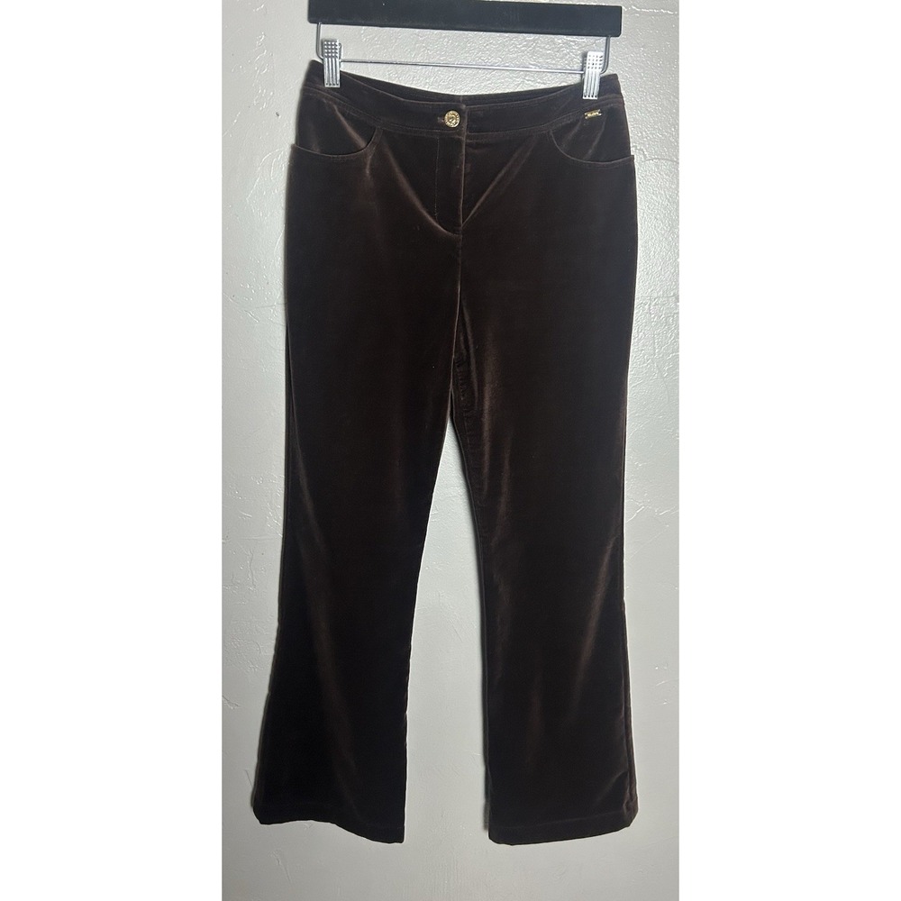 Women's‎ St. John Sport By Marie Gray Chocolate Velvet Straight Leg Pants Size 2